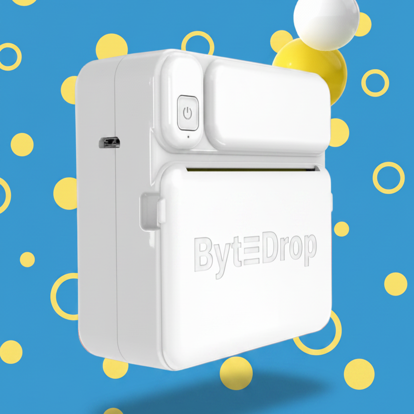 Mini Byt≡drop Printer HD Photo Pocket Thermal Label White Color Paper Wireless Bluetooth Mini Note Maker•